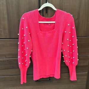 Belldini Pink Sweater with Pearl Accents
